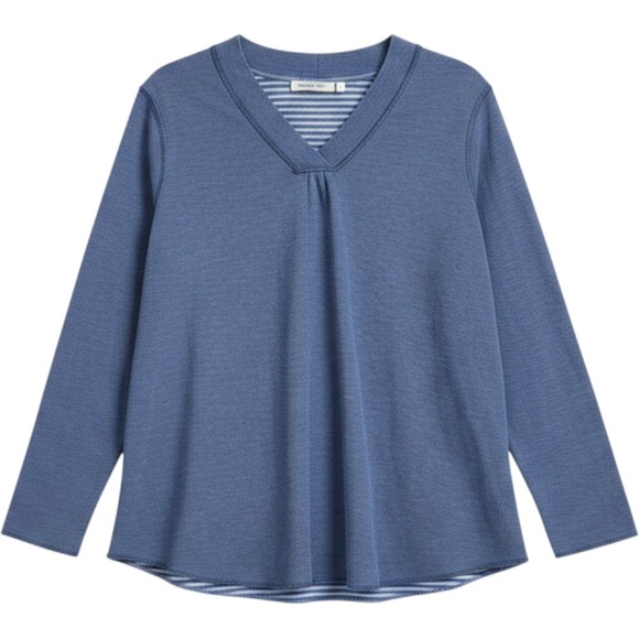 Carbon2Cobalt Other - Womens 3 Piece Loungewear Set Blue V-Neck Tunic Crewneck Top Cropped Pants‎ L